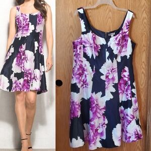 Dress Barn db established  floral fit & flare sleeveless dress size 14 polyester